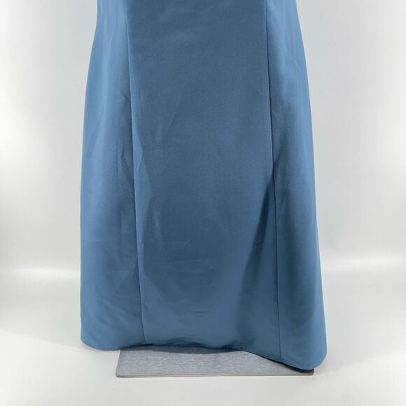 David’s Bridal Women’s Blue Squareneck Sleeveless Fit & Flare Cocktail Dress 8 - Picture 4 of 14